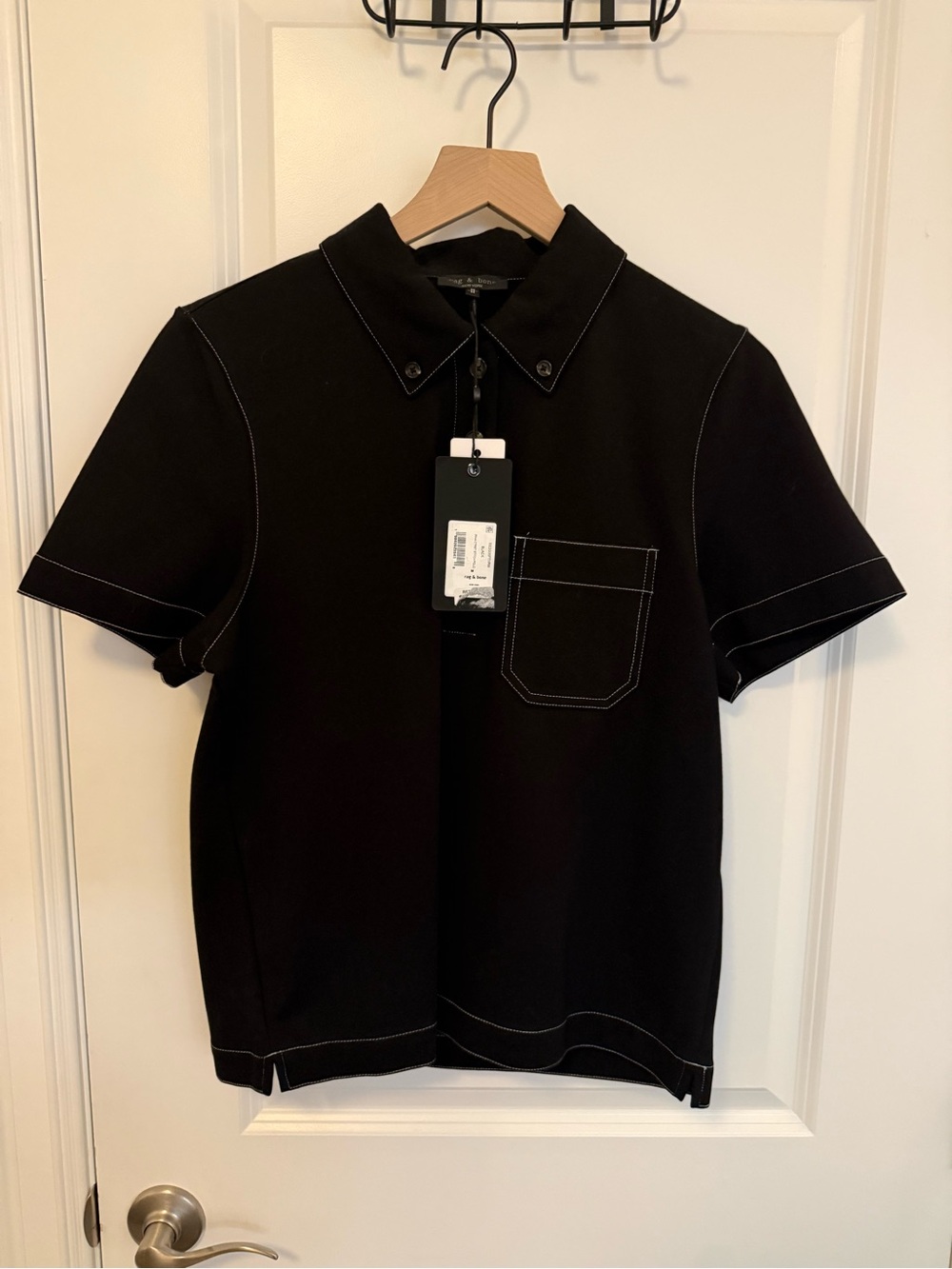 rag & bone Irina Contrast Stitch Polo Size M